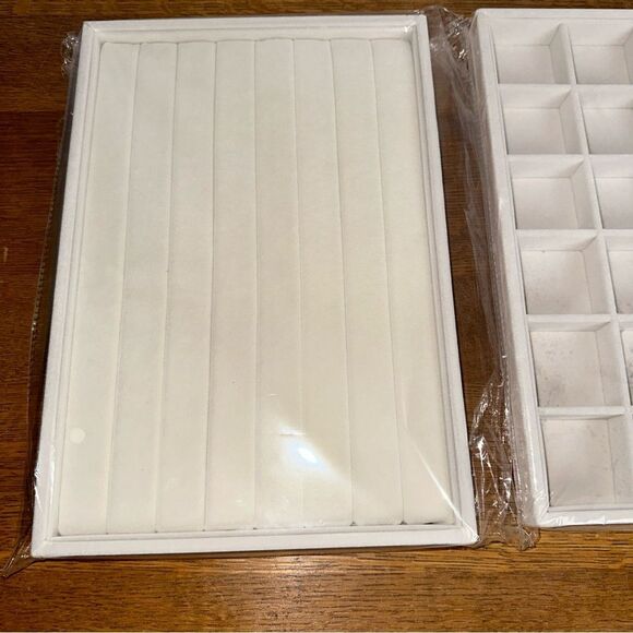 2 Stackable Velvet Jewelry Organizer Trays for Drawers Inserts Jewelry Storage - Picture 2 of 6
